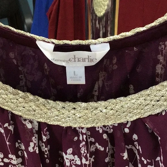 Charming Charlie Purple and Cream Mini Dress - Picture 2 of 3